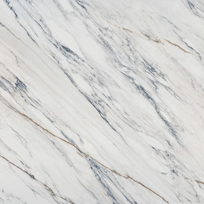 Dekton Trance surface with white base and blue-gray veining in diagonal pattern — premium dekton countertops installed by Signature Stone Las Vegas