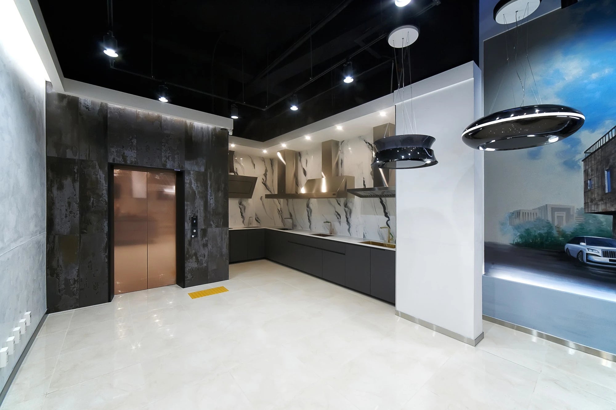 Dekton Trilium kitchen countertops with white marble veining and dark lower cabinets — premium dekton countertops installed by Signature Stone Las Vegas