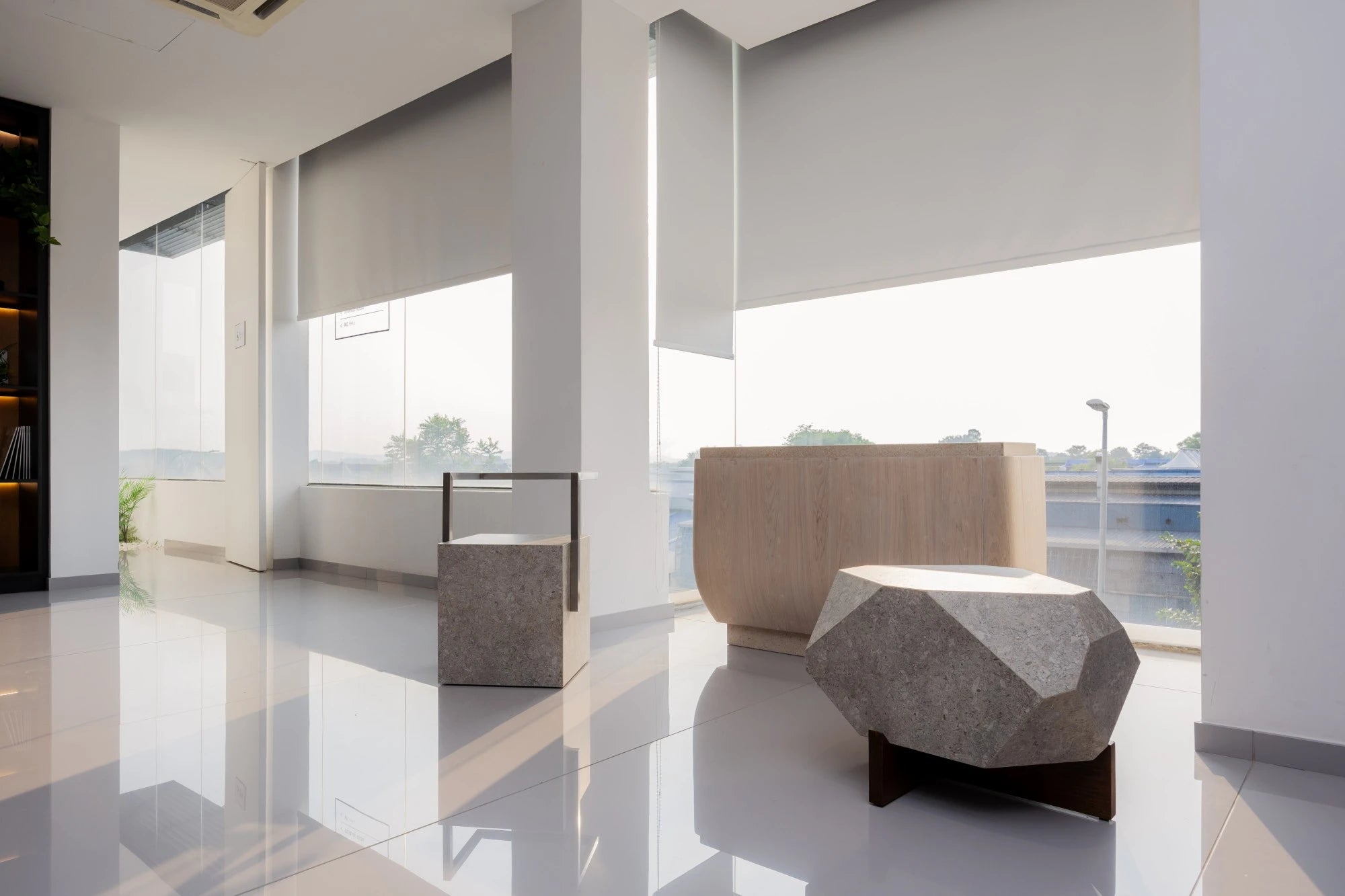 Dekton Grigio modern sculptural seating with matte gray finish and geometric design — premium dekton countertops installed by Signature Stone Las Vegas