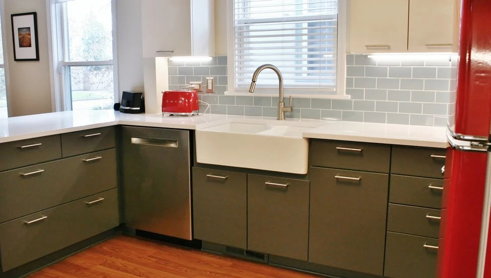 Silestone White Storm kitchen countertops with clean white finish and farmhouse sink — premium quartz countertops installed by Signature Stone Las Vegas