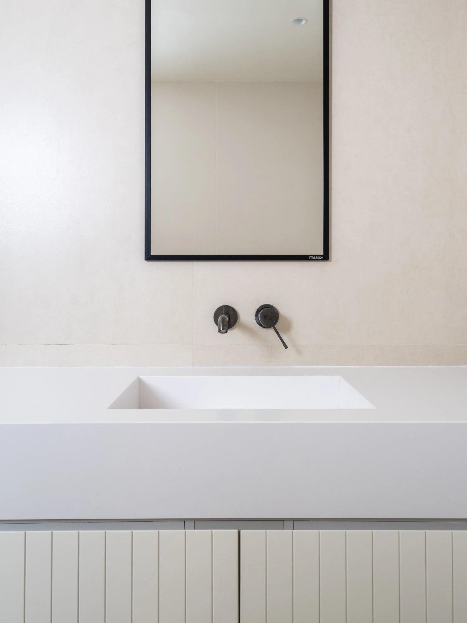 Dekton Zenith bathroom vanity with clean white surface and integrated sink — premium dekton kitchen countertops by Signature Stone Las Vegas