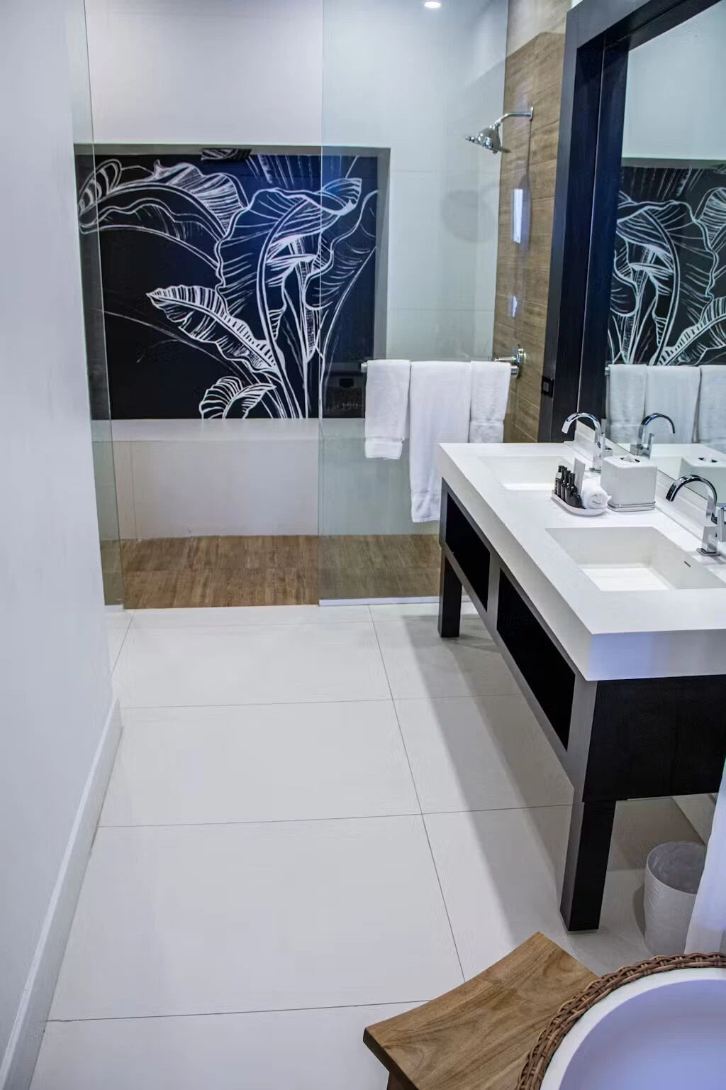 Dekton Zenith bathroom vanity countertop with clean white finish and modern design — premium dekton surfaces fabricated and installed by Signature Stone LV