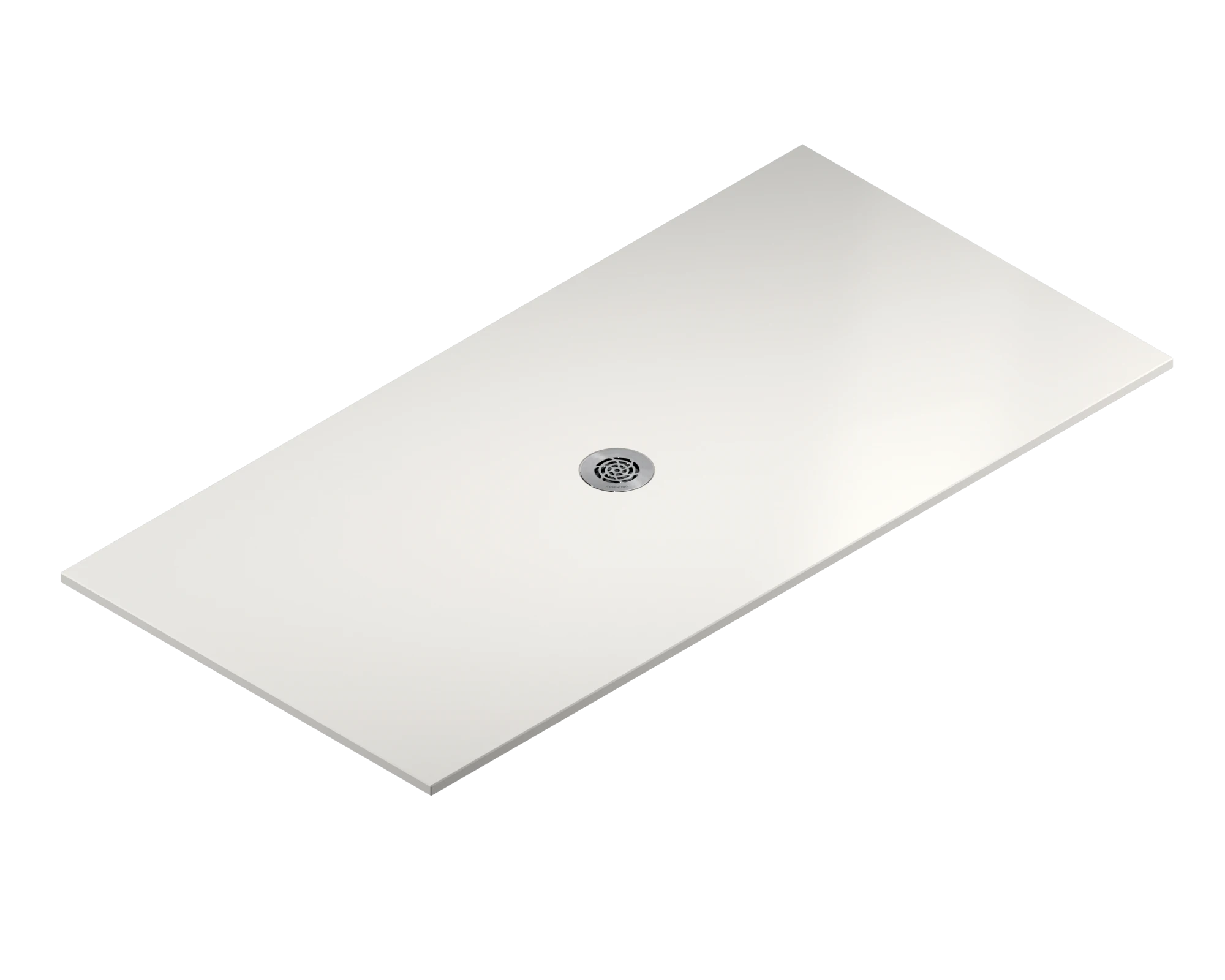 Dekton Zenith shower pan with center drain in light gray finish — premium dekton countertops installed by Signature Stone Las Vegas