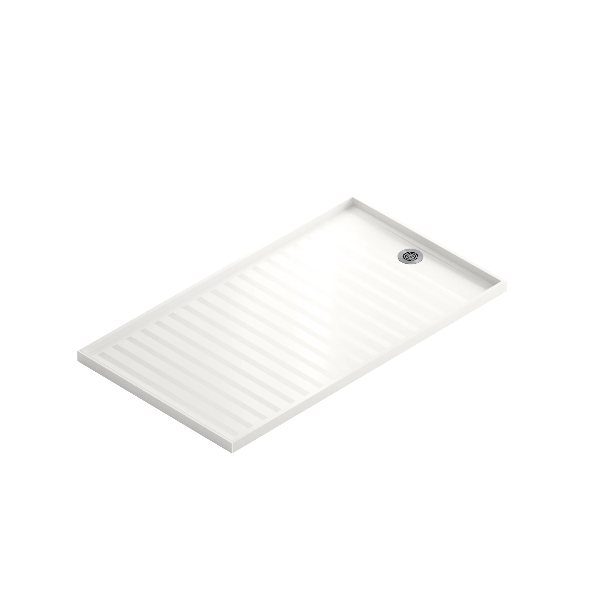 Dekton Zenith shower pan with white finish and textured surface pattern — premium dekton surfaces fabricated and installed by Signature Stone LV