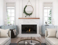 Calacatta marble fireplace surround with white veining and polished finish — elegant stone countertops installed by Signature Stone Las Vegas