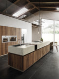 Bianco Dolomite kitchen island with white veined surface and waterfall edge — premium stone countertops installed by Signature Stone Las Vegas