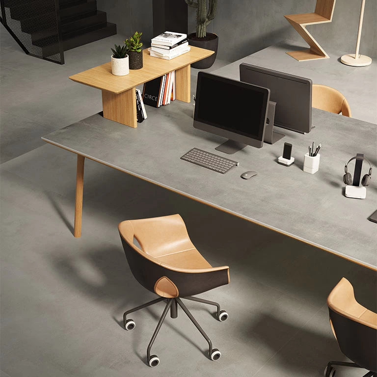 Boost Grey stone desk surface with smooth matte finish and clean edges — modern custom countertops fabricated and installed by Signature Stone LV