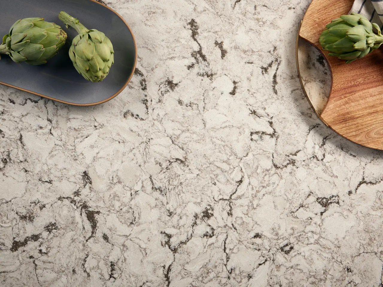 Axbridge quartz surface with white and gray marble-like veining pattern — premium stone countertops installed by Signature Stone Las Vegas