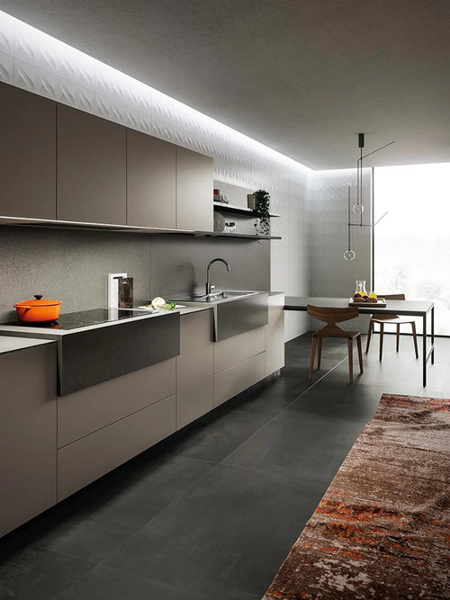 Basaltina Volcano kitchen countertops with dark gray matte finish and sleek edges — premium stone countertops installed by Signature Stone Las Vegas