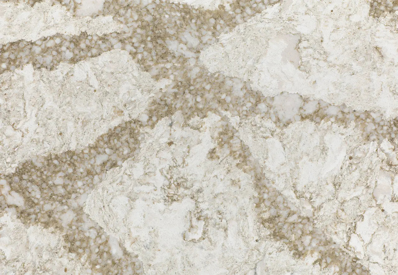 Beaumont quartz surface with cream and beige marbled veining and smooth polished finish — elegant stone countertops installed by Signature Stone Las Vegas