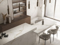Bianco Arezzo marble kitchen island with white veining and waterfall edge — premium stone countertops installed by Signature Stone Las Vegas