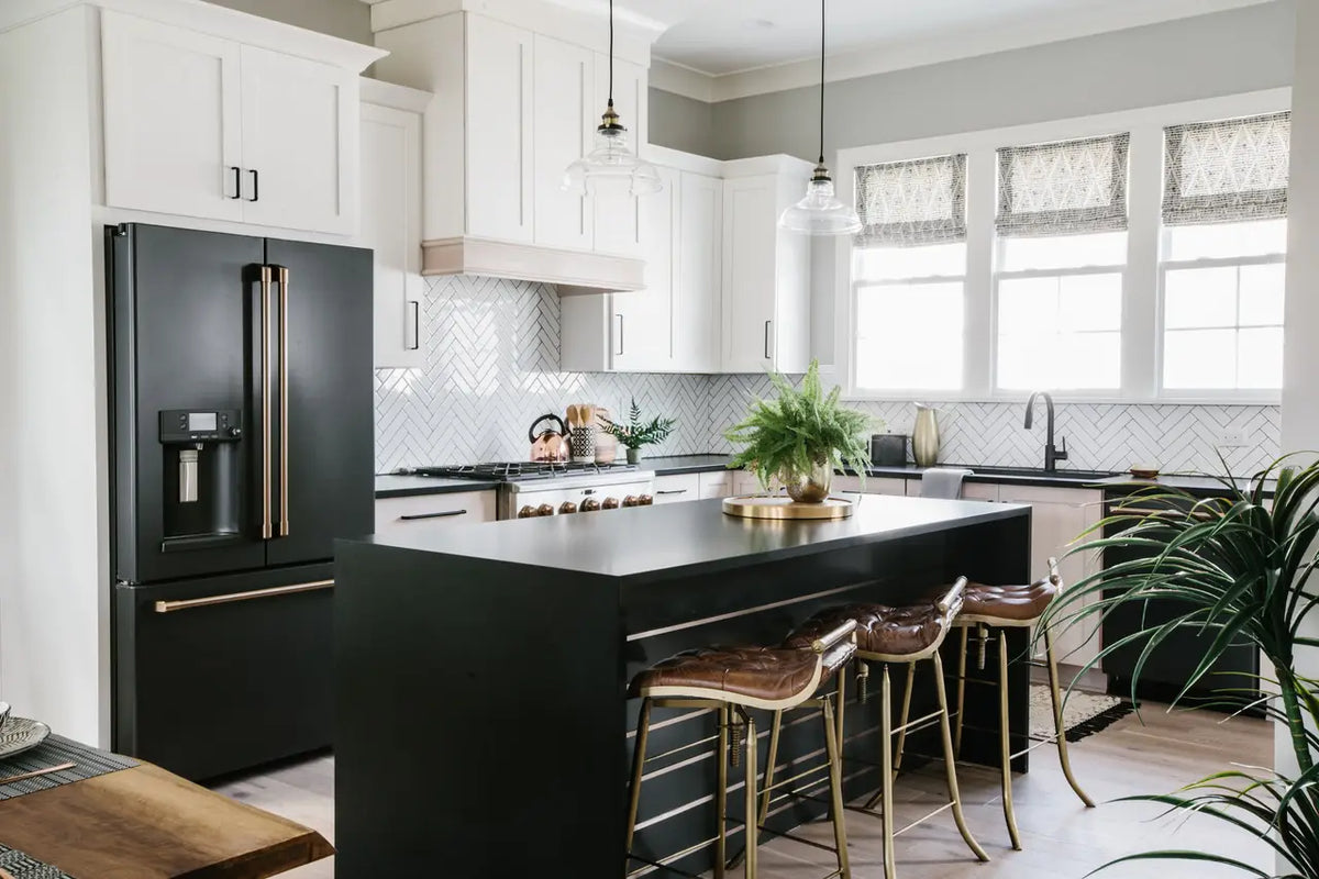 Blackpool Matte kitchen island with dark charcoal finish and sleek edges — premium stone countertops installed by Signature Stone Las Vegas