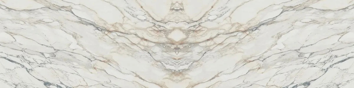 Borghetto marble surface with flowing white and beige veining in book-matched pattern — elegant stone countertops installed by Signature Stone Las Vegas