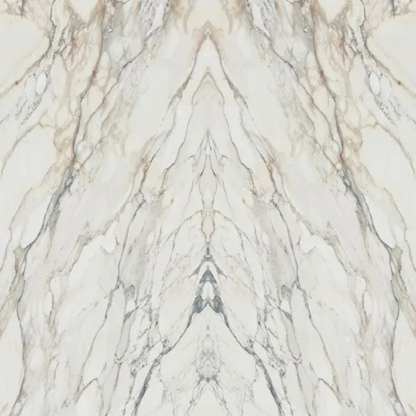 Marble surface with white background and gray veining in symmetrical pattern — expert countertop fabrication by Signature Stone Las Vegas