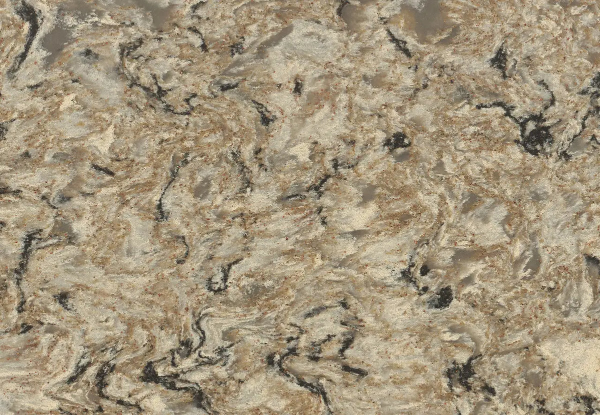 Bradshaw stone surface with flowing beige and gray veining patterns — custom countertops fabricated and installed by Signature Stone LV