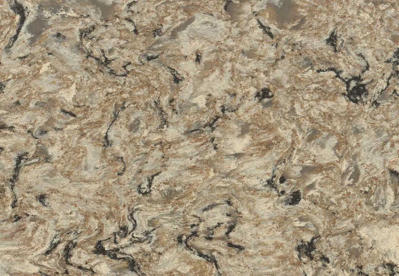 Bradshaw stone surface with flowing beige and gray veining patterns — custom countertops fabricated and installed by Signature Stone LV