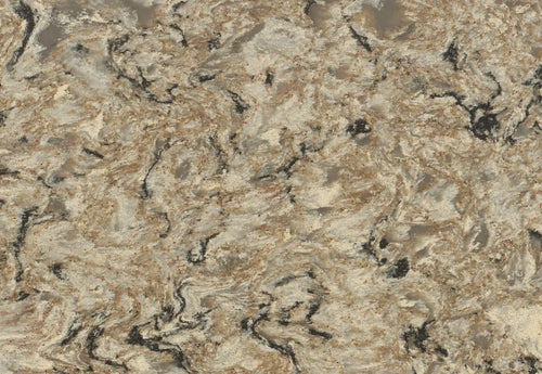 Bradshaw stone surface with flowing beige and gray veining patterns — custom countertops fabricated and installed by Signature Stone LV