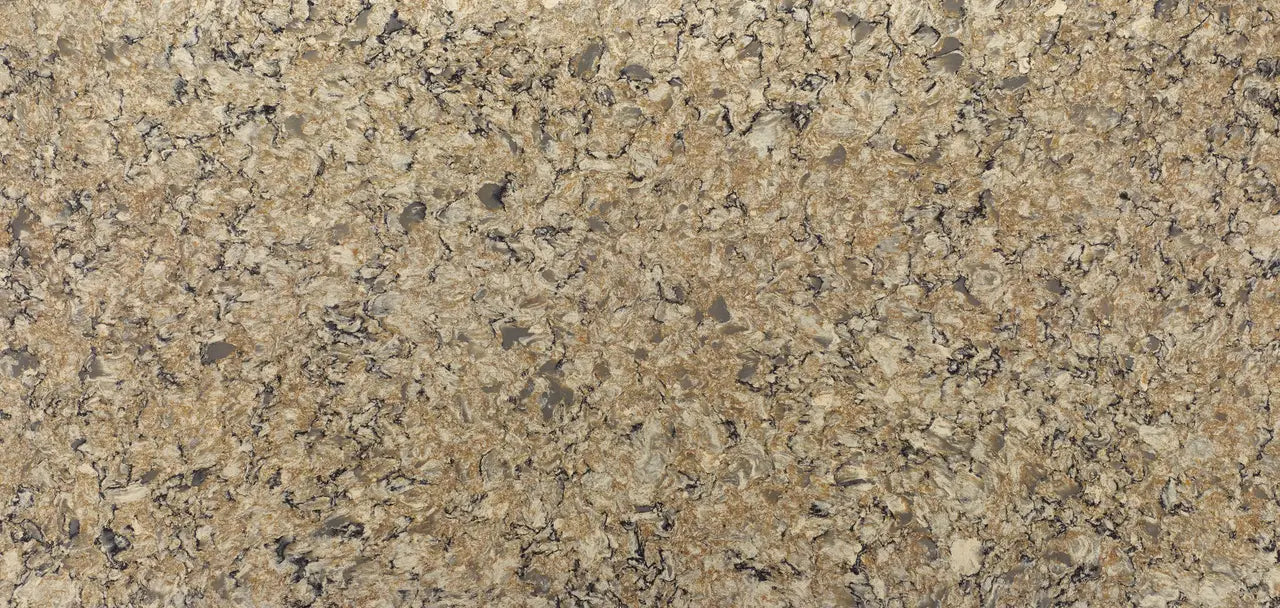 Natural stone surface with beige and tan speckled pattern and visible fossil details — premium countertop fabrication by Signature Stone Las Vegas