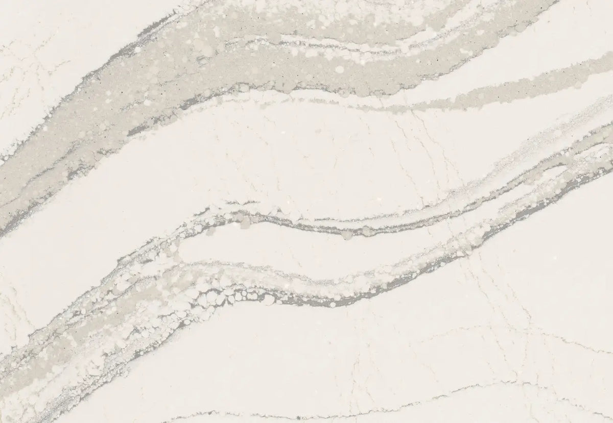 Brittanicca marble surface with flowing white and gray veining patterns — custom countertops fabricated and installed by Signature Stone LV
