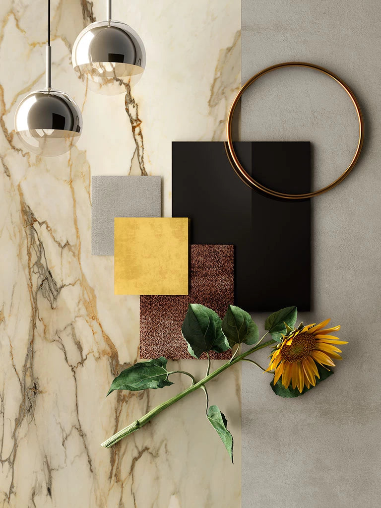 Calacatta Antique marble surface with golden veining and polished finish — premium countertop fabrication by Signature Stone Las Vegas