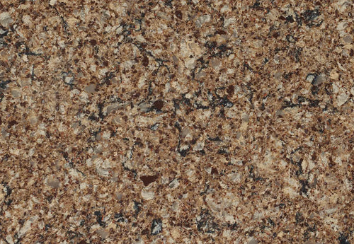 Canterbury quartz surface with warm brown and cream speckled pattern — custom countertops fabricated and installed by Signature Stone LV