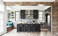 Galloway quartz kitchen island and perimeter countertops with dramatic gray veining and polished finish — premium stone countertops installed by Signature St...