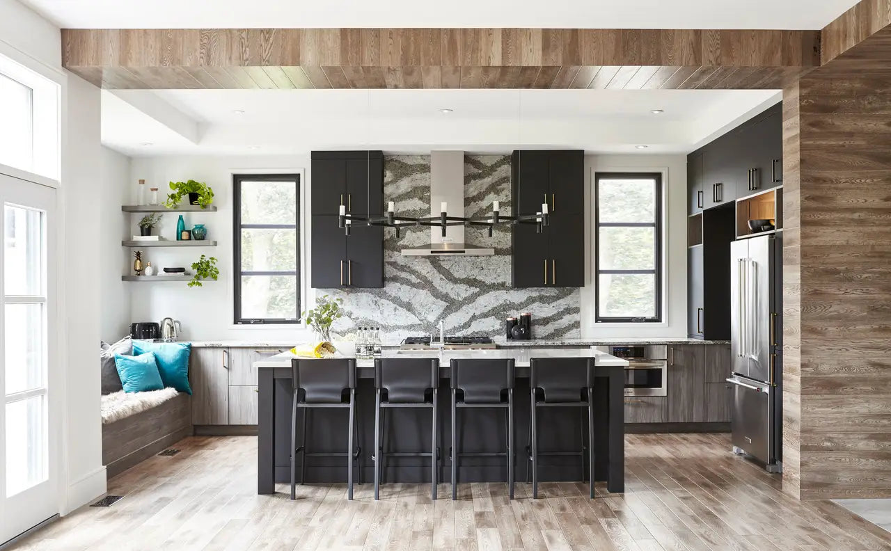 Galloway quartz kitchen island and perimeter countertops with dramatic gray veining and polished finish — premium stone countertops installed by Signature St...