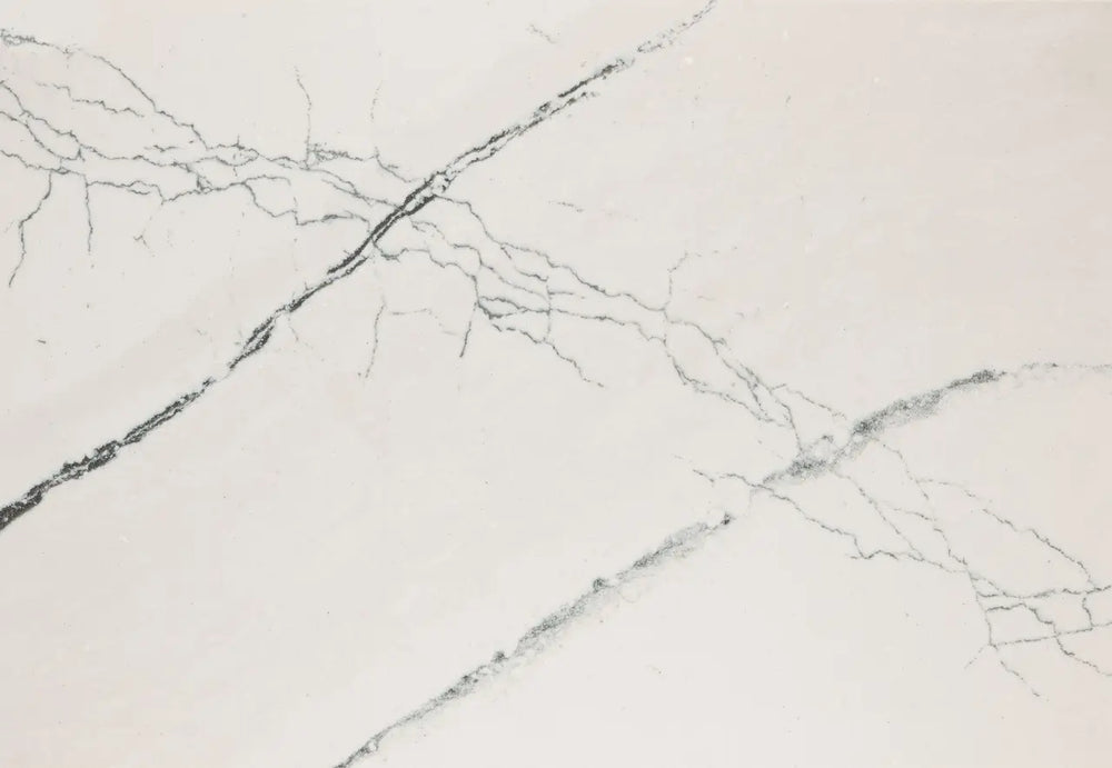 Gladstone quartz surface with white base and gray veining in polished finish — custom countertops fabricated and installed by Signature Stone LV