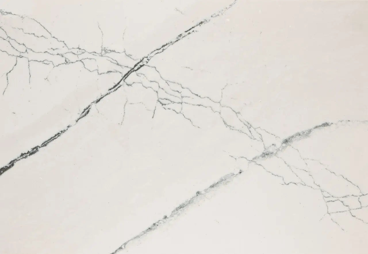 Gladstone quartz surface with white base and gray veining in polished finish — custom countertops fabricated and installed by Signature Stone LV