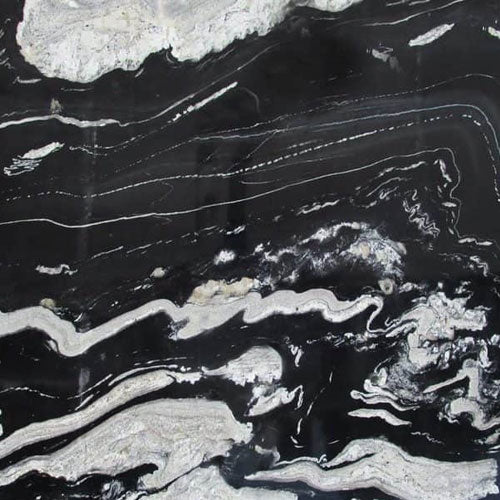 Copacabana granite slab with bold black background and dramatic white veining pattern