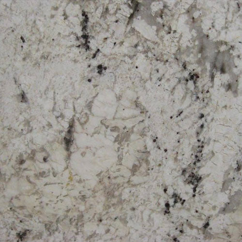 Fantastic White granite slab with creamy white background and dark mineral veining