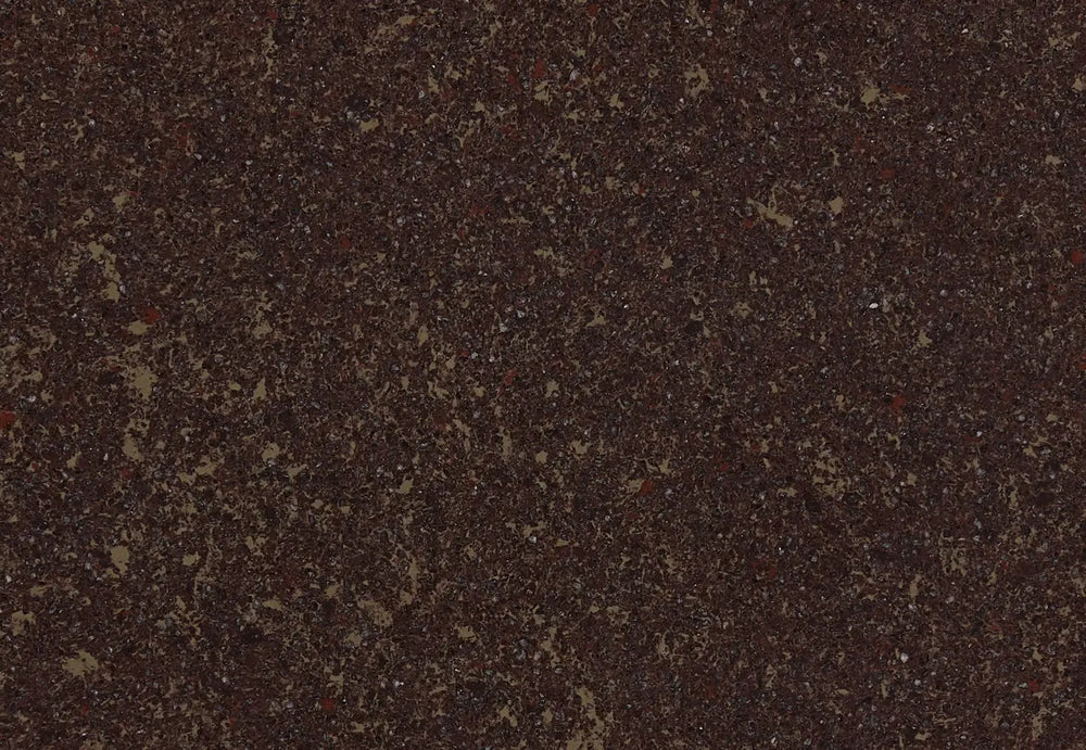 Quartz slab with rich brown base and multicolored speckled pattern — premium stone countertops installed by Signature Stone Las Vegas