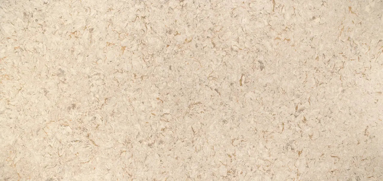 Hawkridge limestone surface with warm beige tones and natural fossil patterns — premium countertop fabrication by Signature Stone Las Vegas
