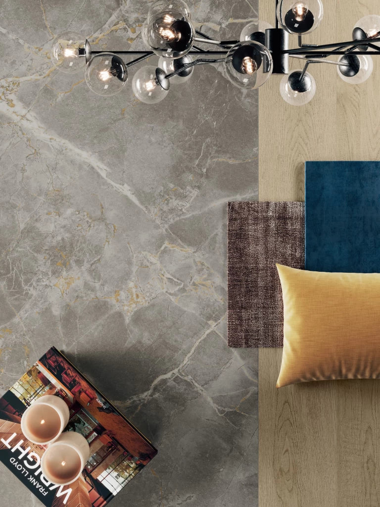 Fior di Bosco marble flooring with gray veining and polished finish — elegant stone countertops installed by Signature Stone Las Vegas