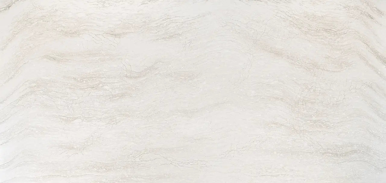 Ironsbridge quartz surface with light gray and beige veining patterns — expert countertop fabrication by Signature Stone Las Vegas