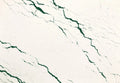 Ivybridge quartz slab with creamy white base and bold green veining — elegant stone countertops installed by Signature Stone Las Vegas