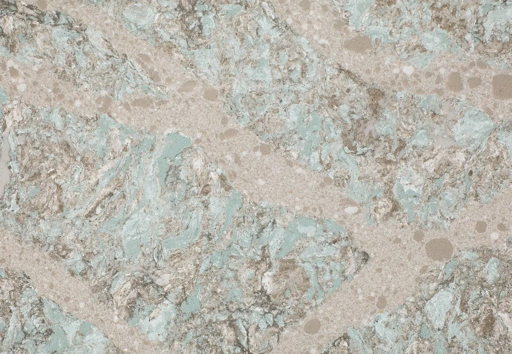 Kelvingrove stone slab with soft green and beige marbled patterns and smooth polished finish — perfect for custom countertops fabricated and installed by Sig...