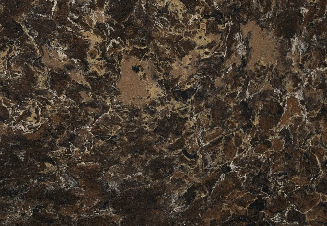 Laneshaw marble slab with rich brown tones and dramatic white veining throughout the surface — custom countertops fabricated and installed by Signature Stone LV
