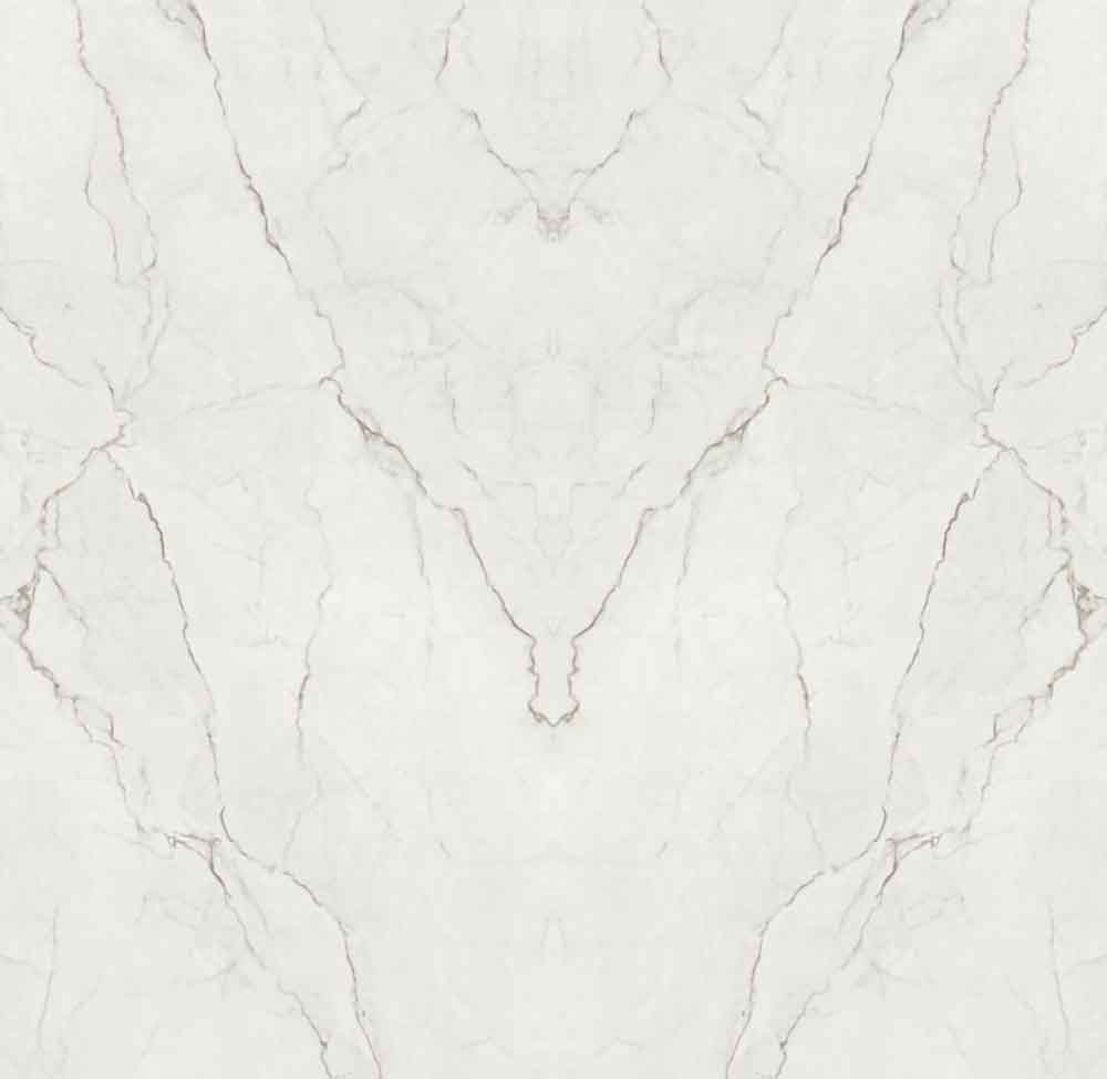 Magnifico quartz surface with white base and subtle gray veining in polished finish — custom countertops fabricated and installed by Signature Stone LV