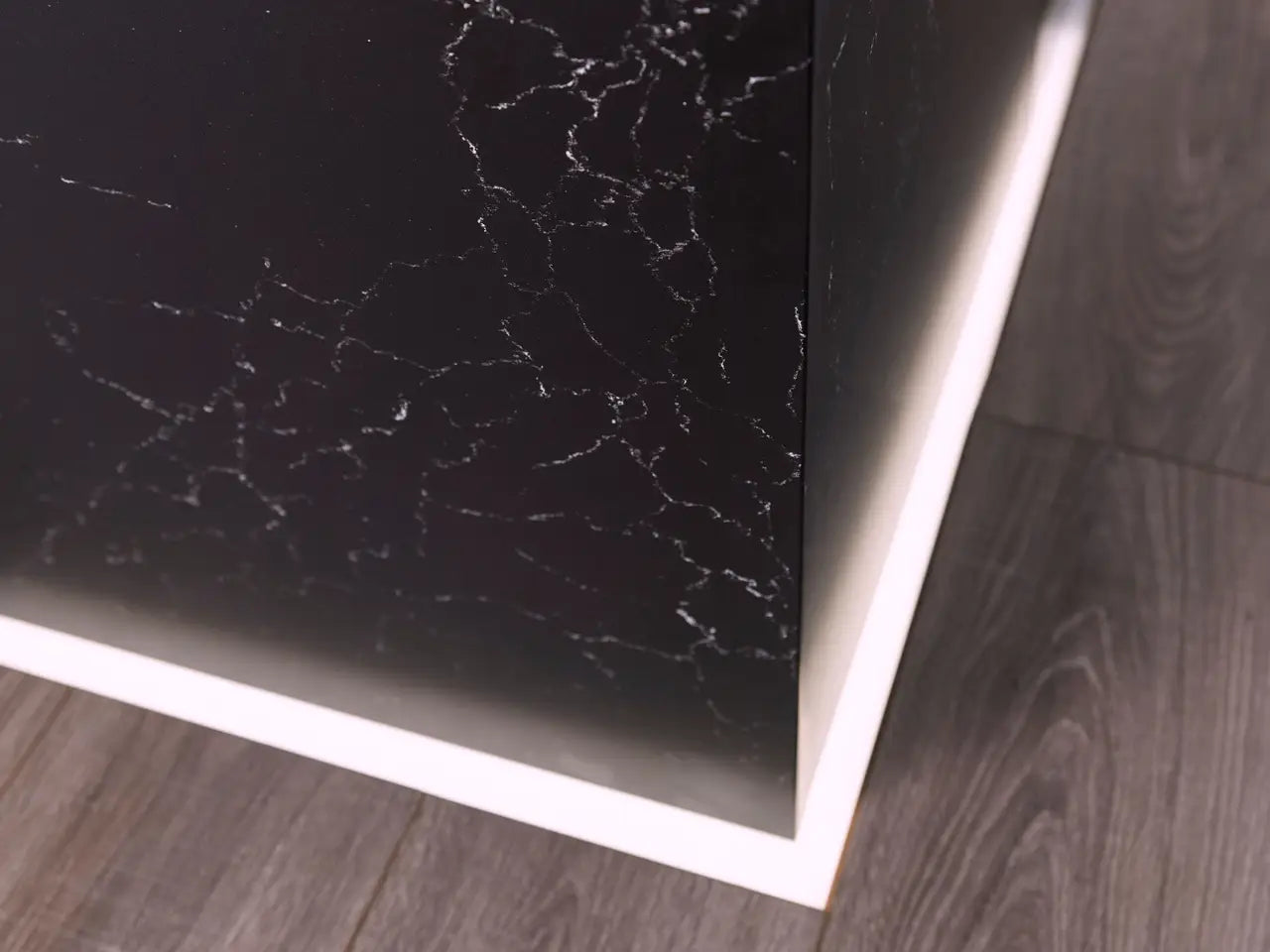 Mammoth Cave quartz countertop surface with dramatic black veining and polished finish — expert countertop fabrication by Signature Stone Las Vegas