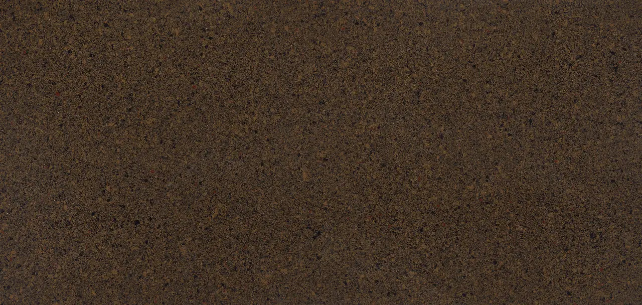 Quartz Park Gate slab with rich brown textured surface and fine speckled pattern — perfect for custom countertops fabricated and installed by Signature Stone LV