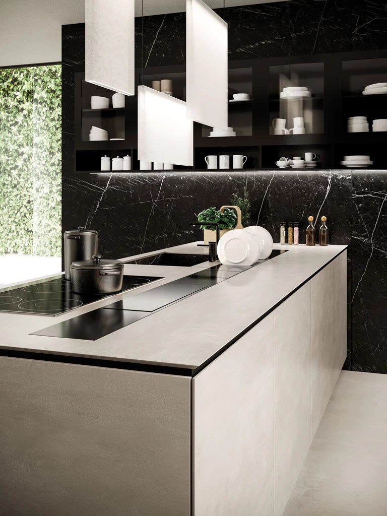 Quartz kitchen island with integrated sink featuring clean white finish and seamless edges — expert countertop fabrication by Signature Stone Las Vegas