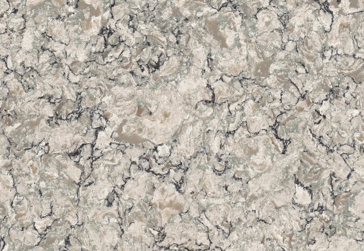 Praa Sands quartz surface with beige and gray veining and polished finish — perfect for custom countertops fabricated and installed by Signature Stone LV