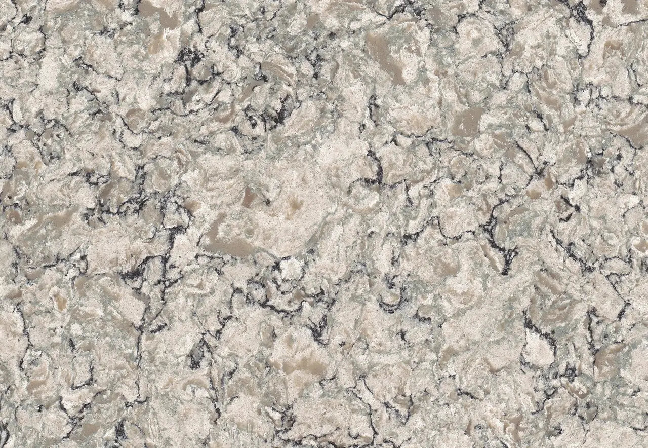 Praa Sands quartz surface with beige and gray veining and polished finish — perfect for custom countertops fabricated and installed by Signature Stone LV
