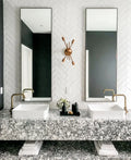 Rose Bay stone bathroom vanity with speckled gray and white pattern — premium stone countertops installed by Signature Stone Las Vegas