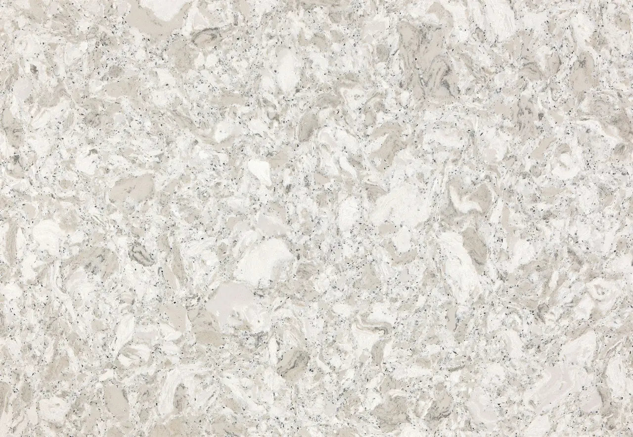Sandgate stone surface featuring light beige and cream tones with fossil-like patterns — ideal for custom countertops fabricated and installed by Signature S...