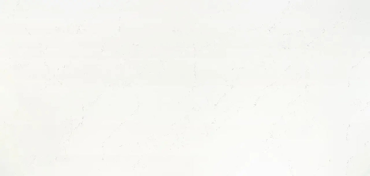 Smithfield quartz kitchen countertops with white background and subtle veining — custom countertops fabricated and installed by Signature Stone LV