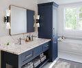 Quartz bathroom vanity with white marble veining and polished finish — elegant stone countertops installed by Signature Stone Las Vegas