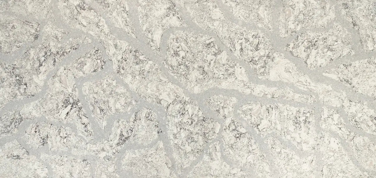 Summerhill quartz surface with cream and gray veining and smooth polished finish — premium countertop fabrication by Signature Stone Las Vegas