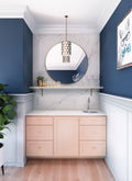 White marble vanity countertop with gray veining and polished finish — elegant stone countertops installed by Signature Stone Las Vegas
